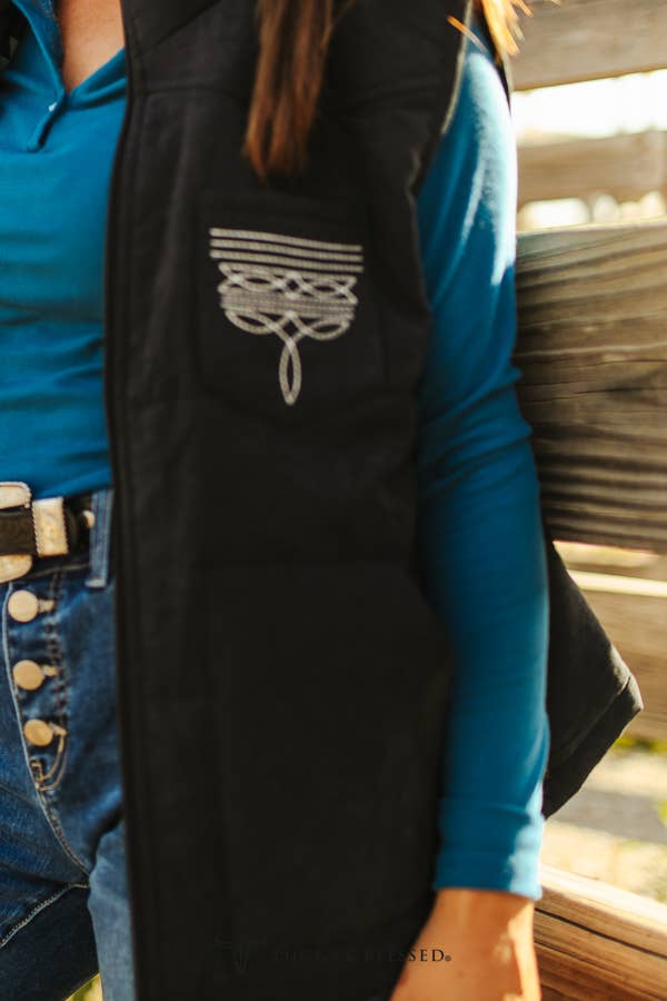 L&B | Puffer Vest | Black Aztec Lining Boot Stitch
