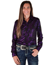 Load the image into the gallery, Cowgirl Tuff | Chemise Pullover | Iridescent Swishes Over Black
