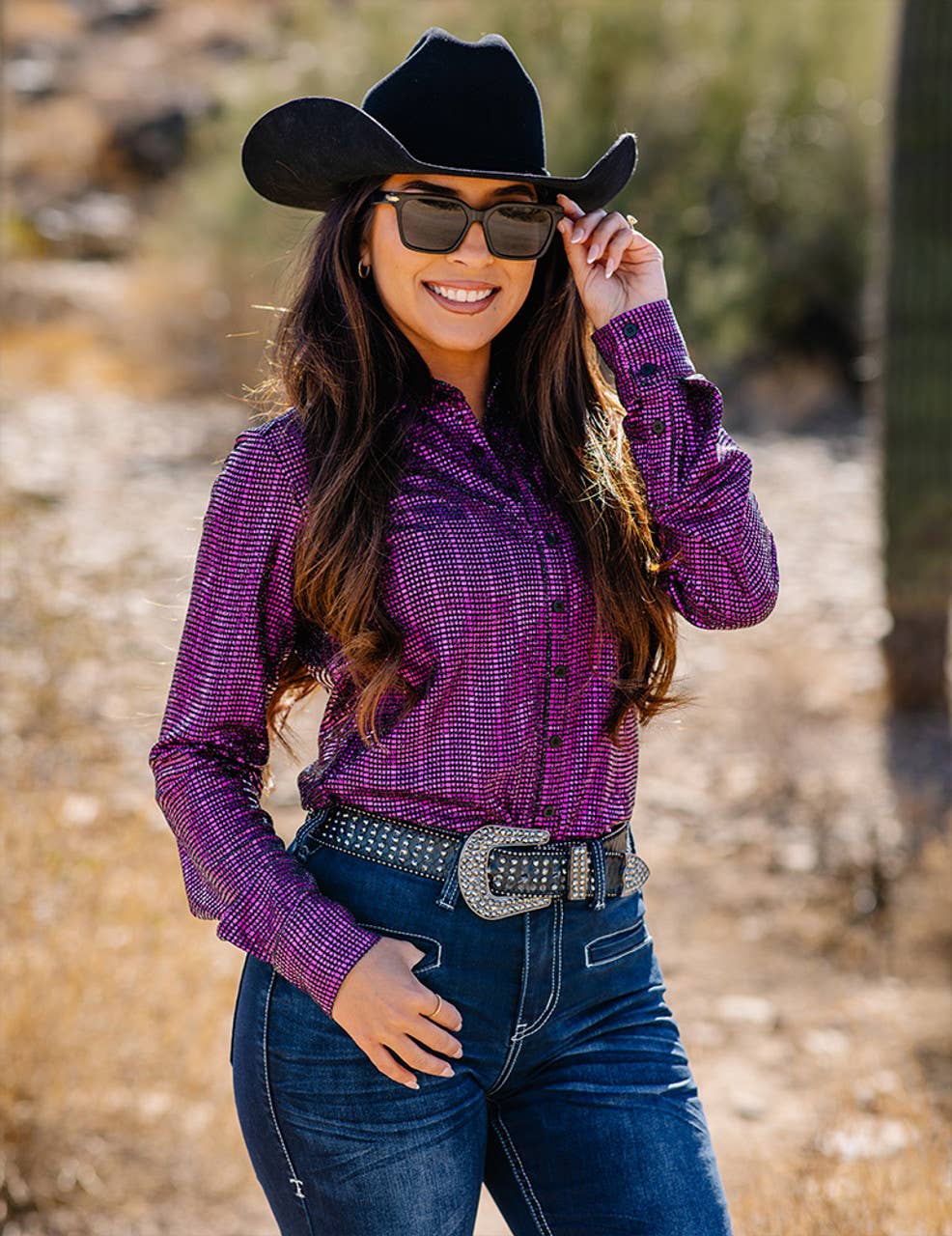 Cowgirl Tuff | Chemise Pullover | Purple Metallic Foil | Small