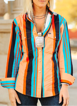 Load the image into the gallery, L&amp;B | Chemise | Peach Serape Retro 90s
