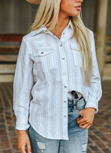 Charger l&#39;image dans la galerie, L&amp;B | Chemise | Ivory Beige Strip Western Yoke

