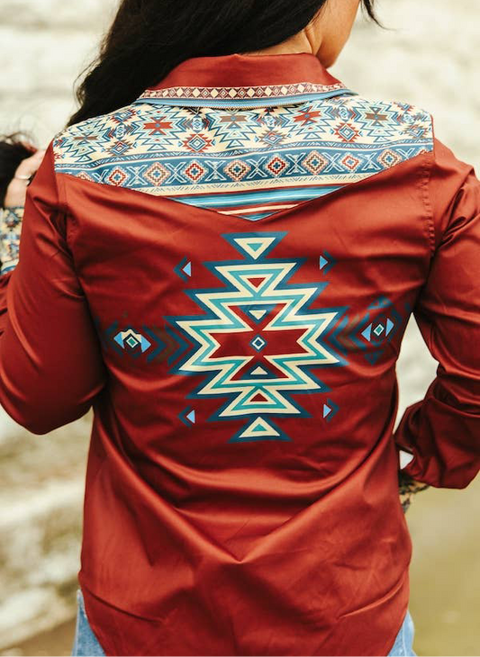 L&B | Shirt | Rust Aztec Yoke