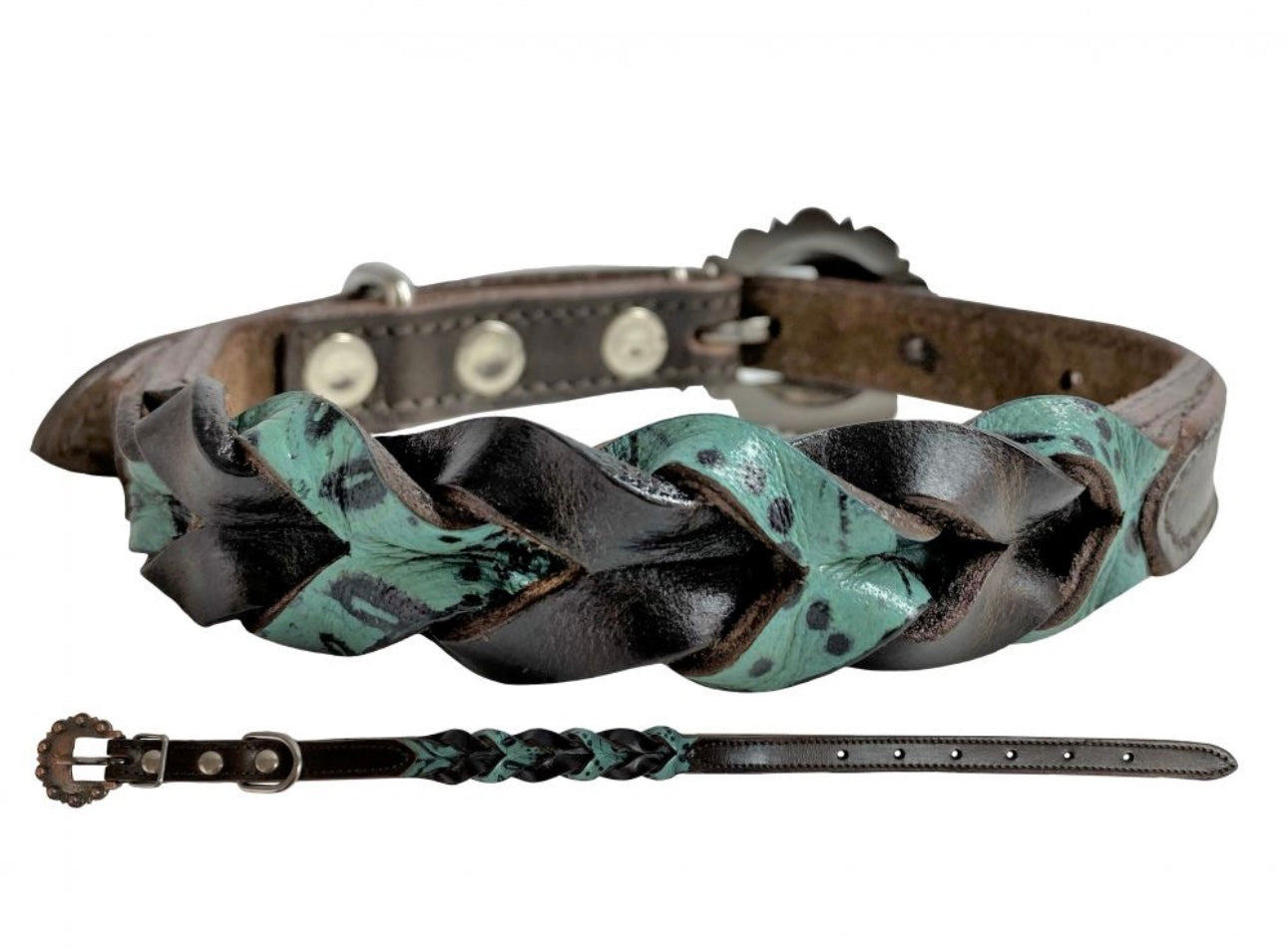 Collier à Chien | Tressé Turquoise