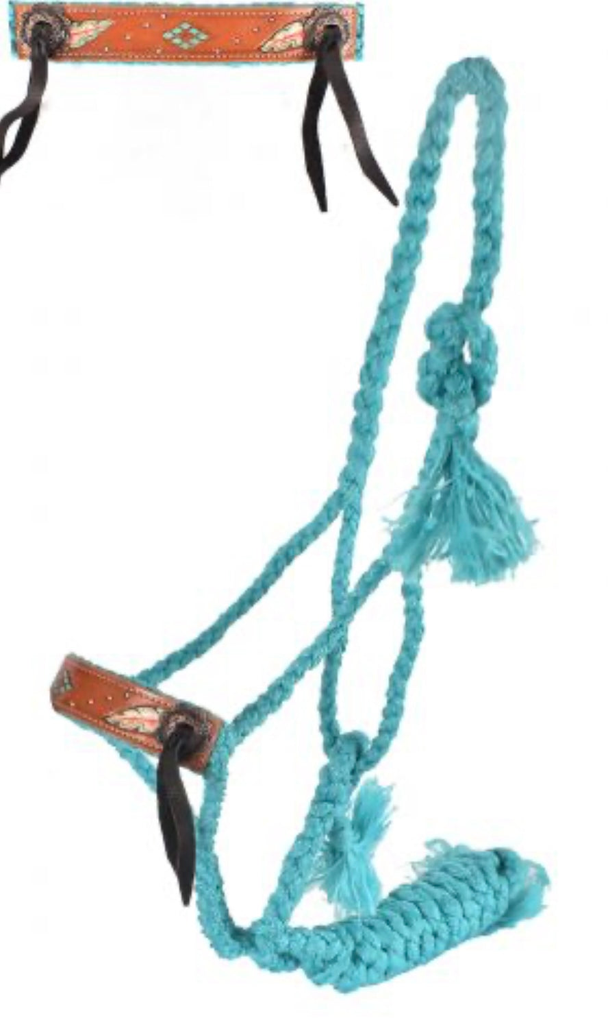 Licol | Mule Tape Turquoise Plumes Noseband