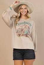 Load the image into the gallery, Avery | Sleeve French Terry Sweatshirt | Western Cowboy
