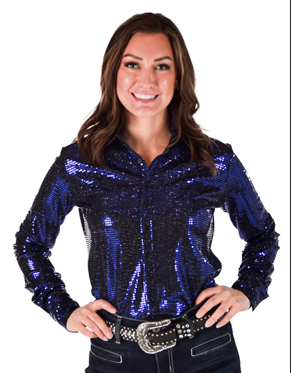 Cowgirl Tuff | Chemise Pullover | Metallic Foil Stretch (M & L)