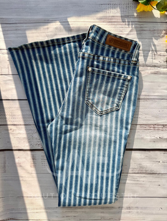 Rock & Roll | Blue Stripe High Flare | 25x32
