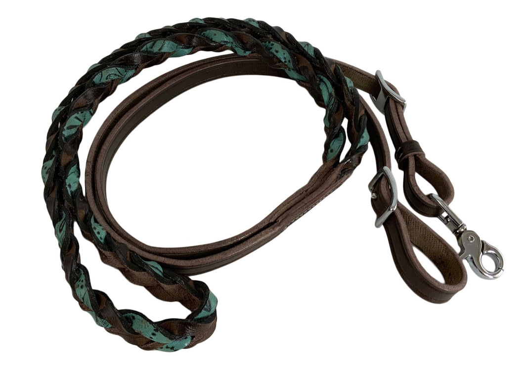 Guides de Barils | Cuir Tressé Miracle Turquoise