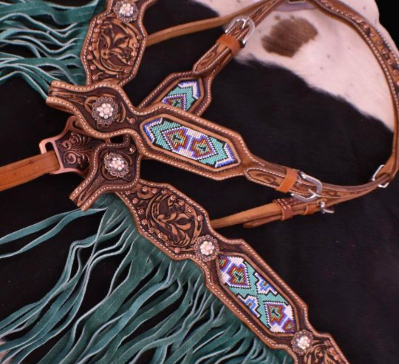 Ensemble | Beaded & Turquoise Suede Fringe