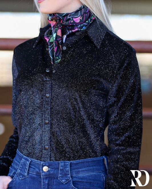 Ranch Dress’n | Chemise | Black Velvet Sparkle (XS, S, M)
