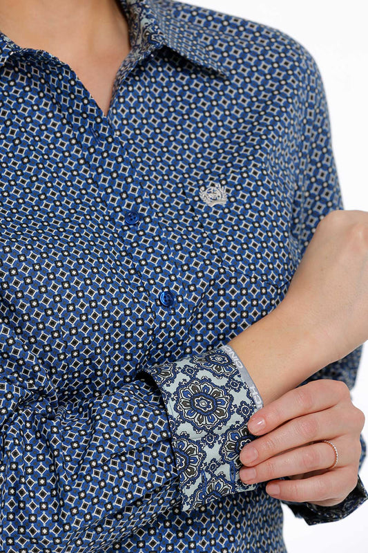 Cinch | Chemise | Bleu Royal Géométrique | X-Small