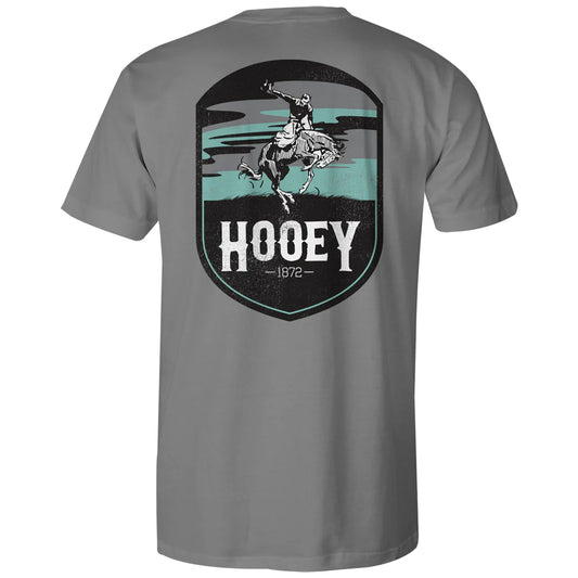 Hooey | T-Shirt | Cheyenne Grey w/Turquoise/Grey/White Logo Pocket 