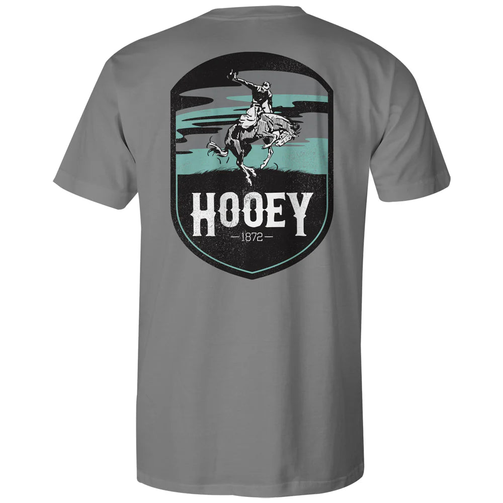 Hooey | T-Shirt | Cheyenne Grey W/Turquoise/Grey/White Logo Pocket