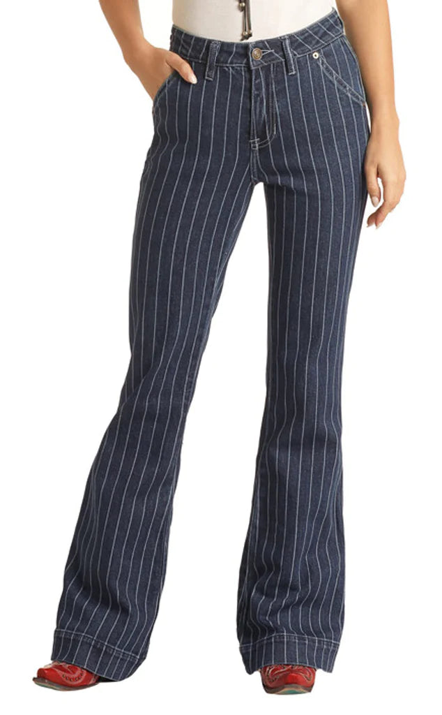 Rock & Roll | High Dark Striped Trouser |  28x30