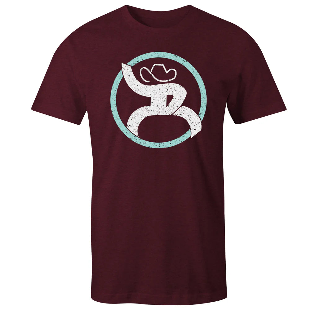 Hooey | T-Shirt | Strap Cranberry Heather Blanc & Turquoise