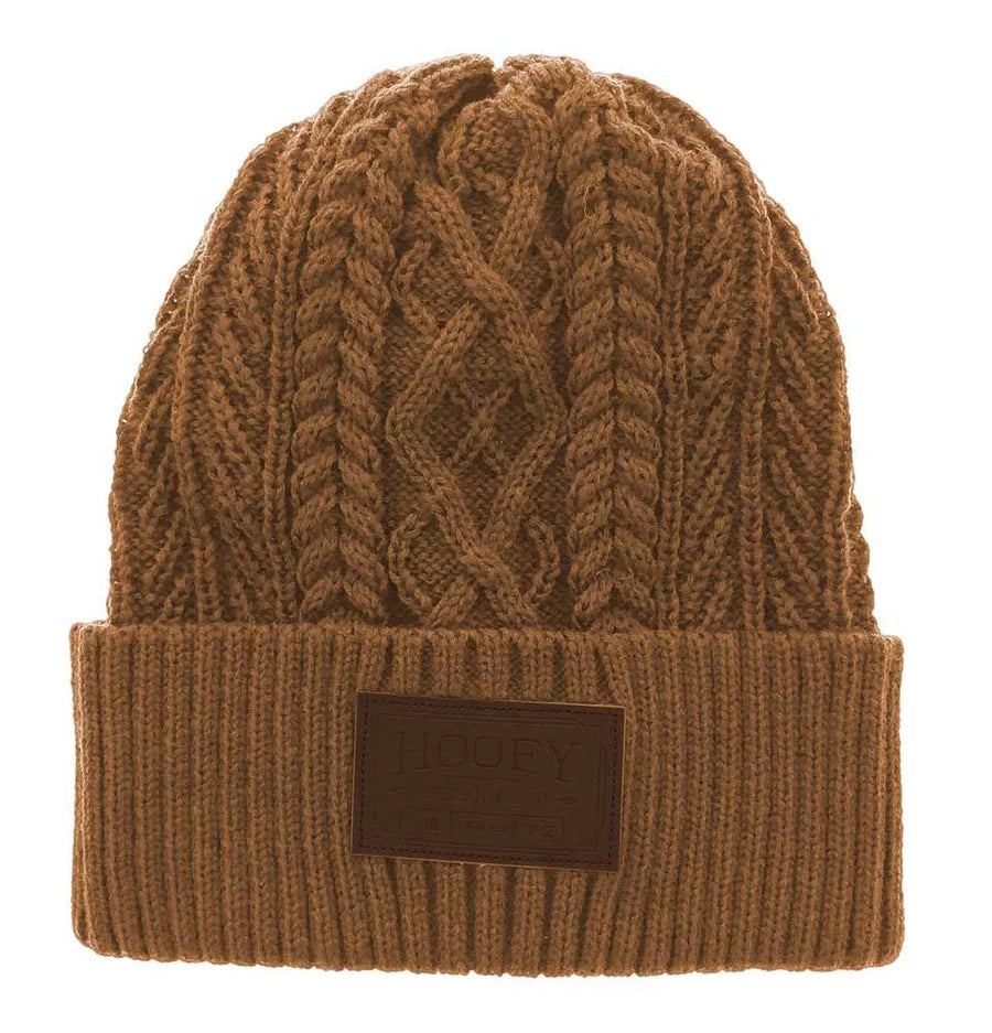 Hooey | Beanie | Tan w/ Brown Leather Patch