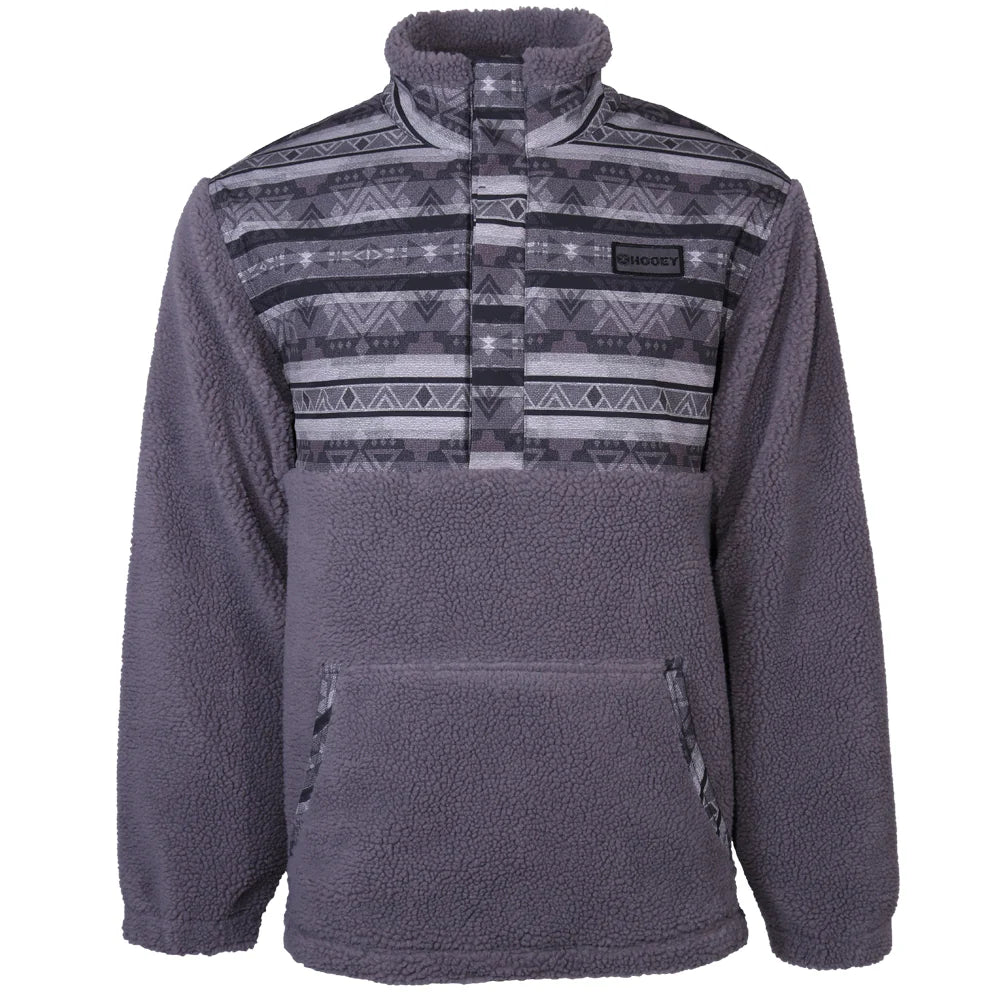 Hooey | Pull-Over Polaire Sherpa | Charbon & Gris Serape