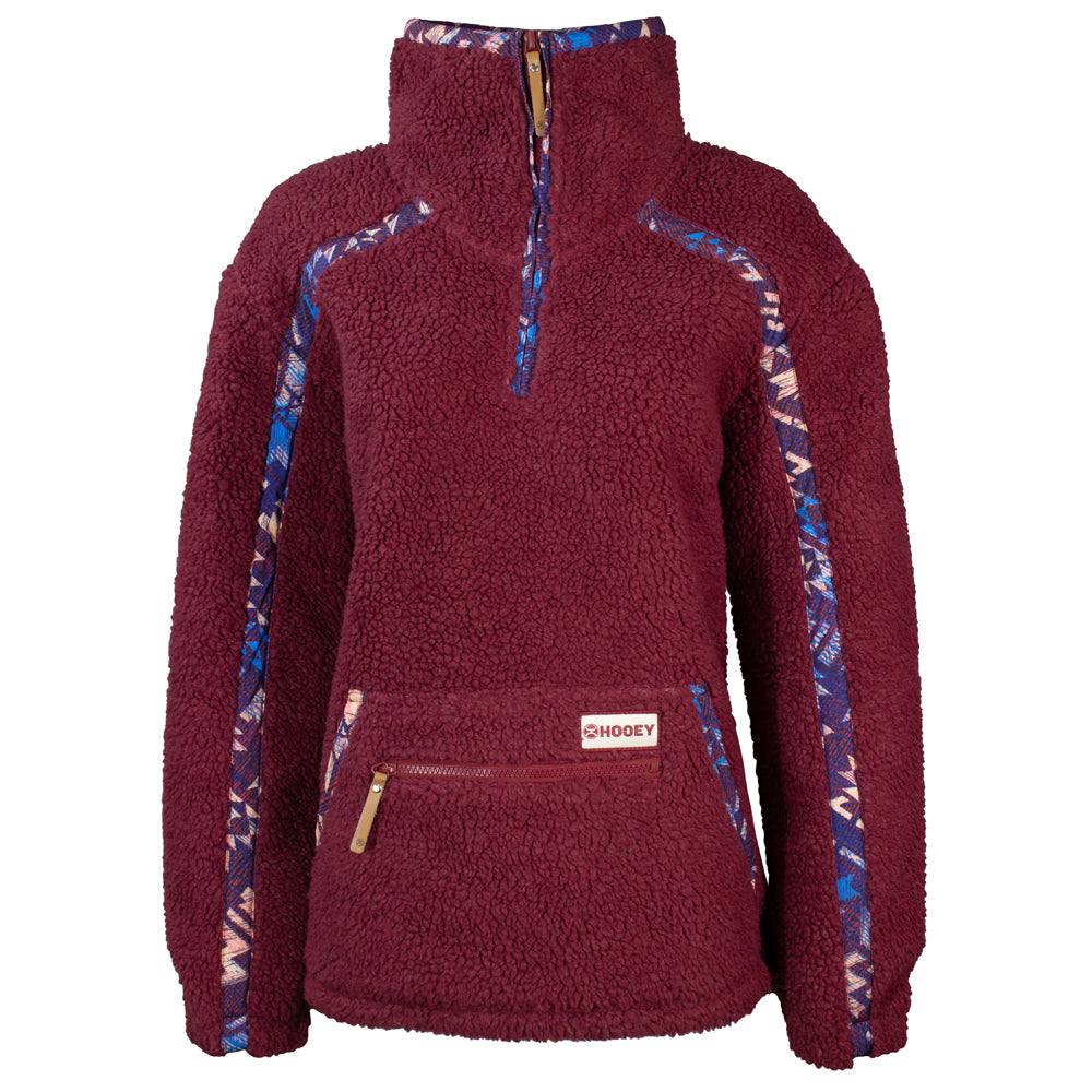 Hooey | Sherpa Pullover | Pink w/ Purple Aztec Accents