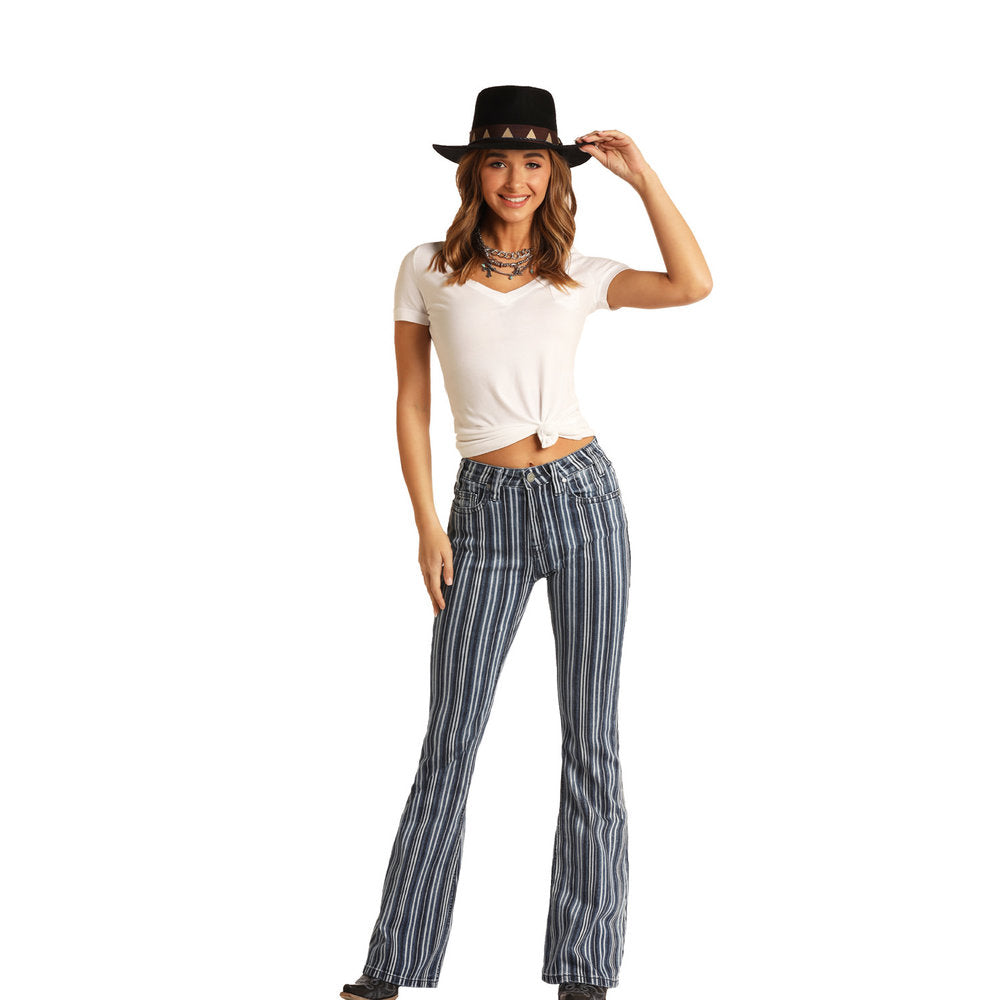 Rock & Roll | White Stripe Flare | 30x34