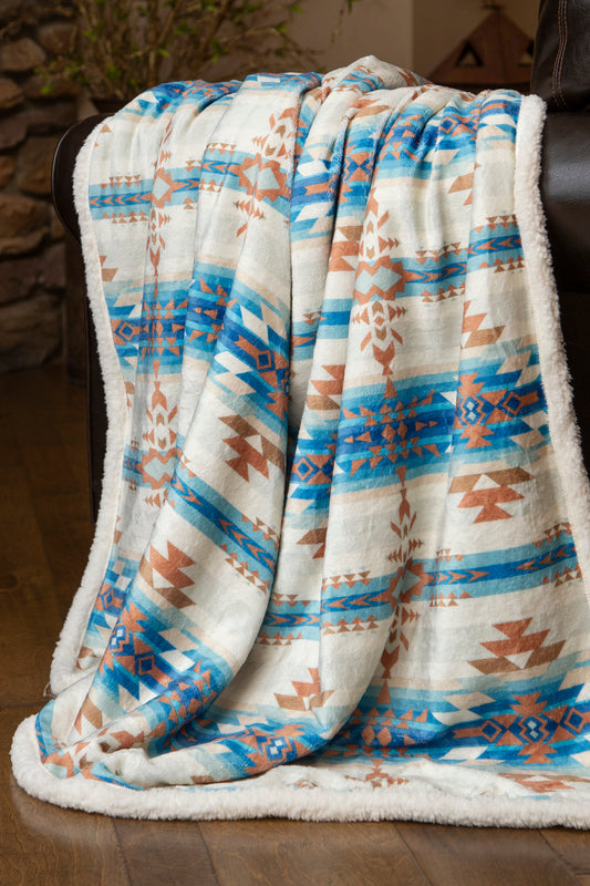 Fleece Throw Blanket | Southwestern Aztec Tan