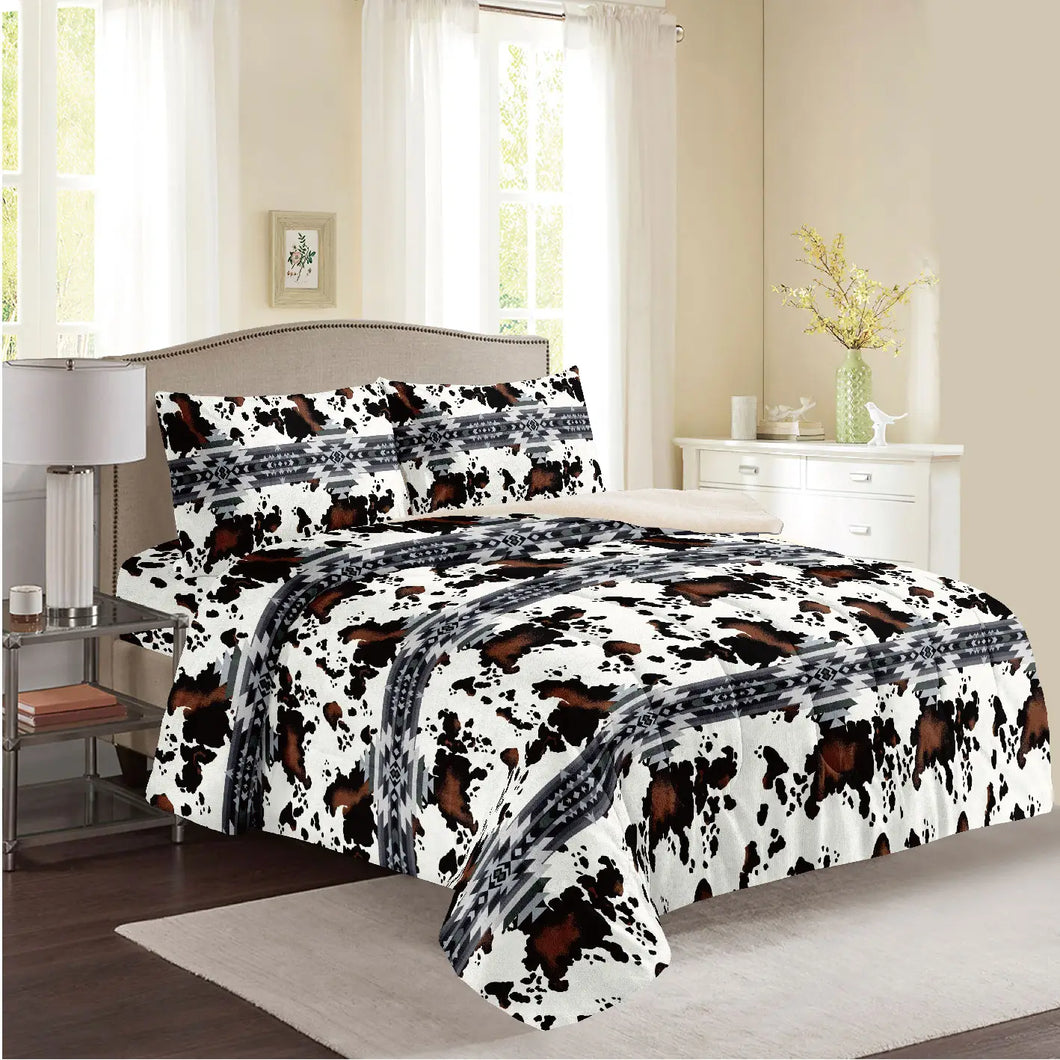 Bedding Set | Grey Cow Print Southwest