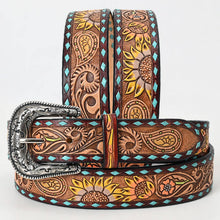Charger l&#39;image dans la galerie, Ceinture | Tournesols Buckstitch Turquoise Unisex
