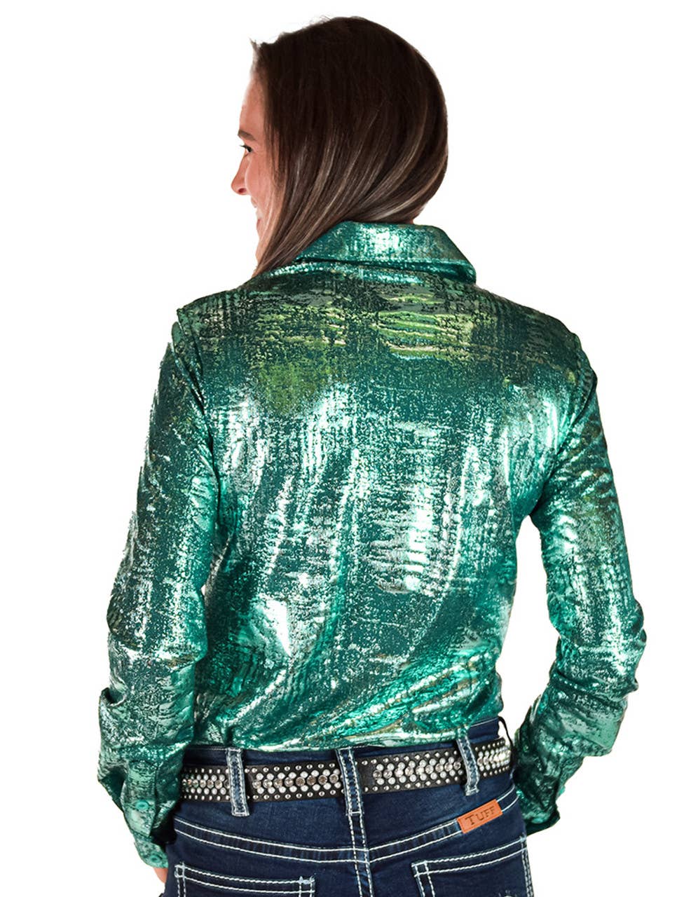 Cowgirl Tuff | Chemise Pullover | Turquoise Foil And Shimmer (M & XL)