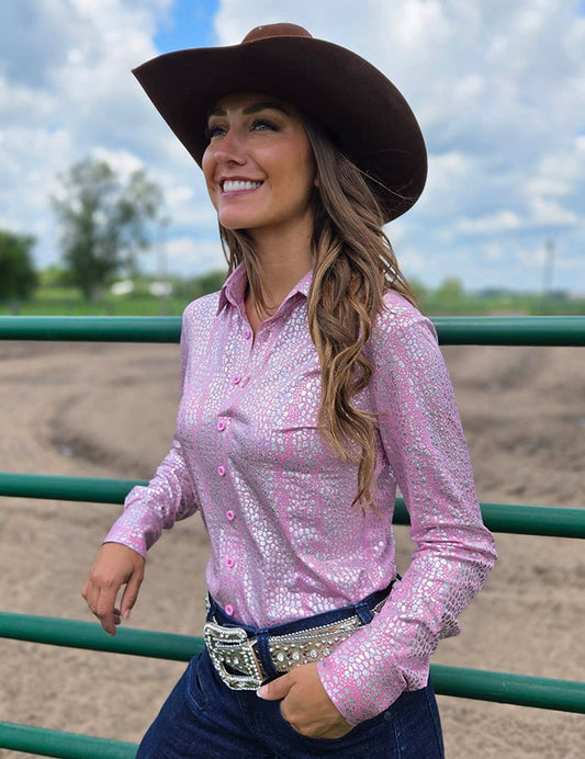 Cowgirl Tuff | Pullover Shirt | Iridescent Chrome Print Lightweight
