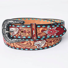 Charger l&#39;image dans la galerie, Ceinture | Fleuri Rouge Buckstitch Turquoise
