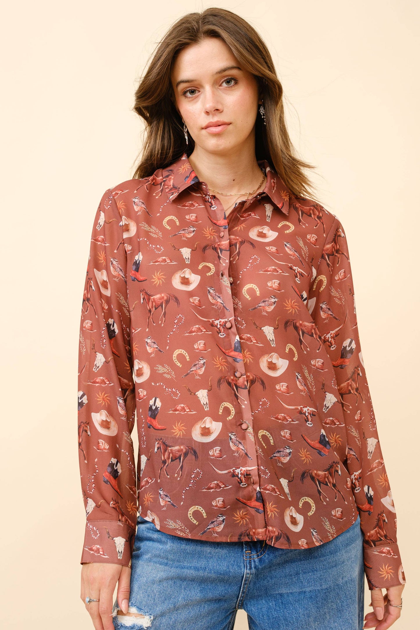 Blue B | Shirt | Western Print Russet