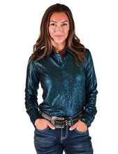 Charger l&#39;image dans la galerie, Cowgirl Tuff | Chemise Pullover | Teal Shimmer
