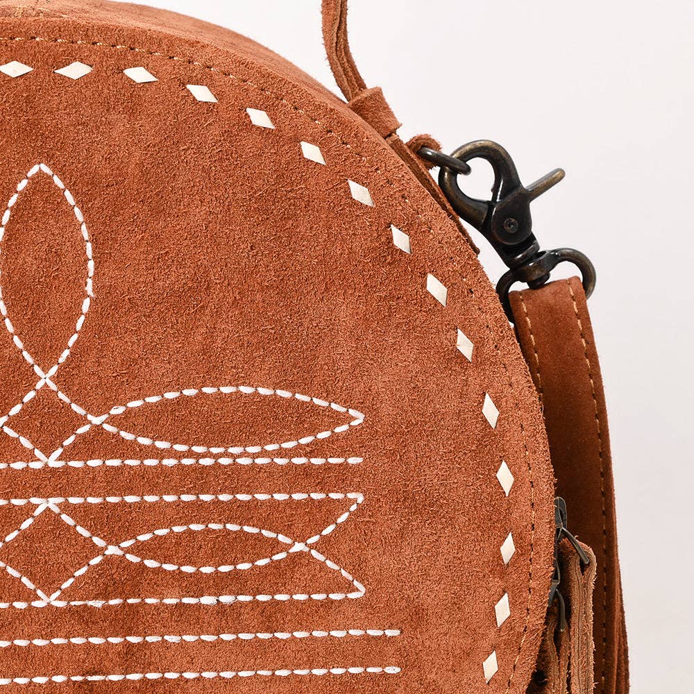 Sacoche Ronde | Tan Western Boho Suede Canteen