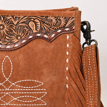 Charger l&#39;image dans la galerie, Sacoche à Bandoulière | Tan Suede Fringe &amp; White Embroidery
