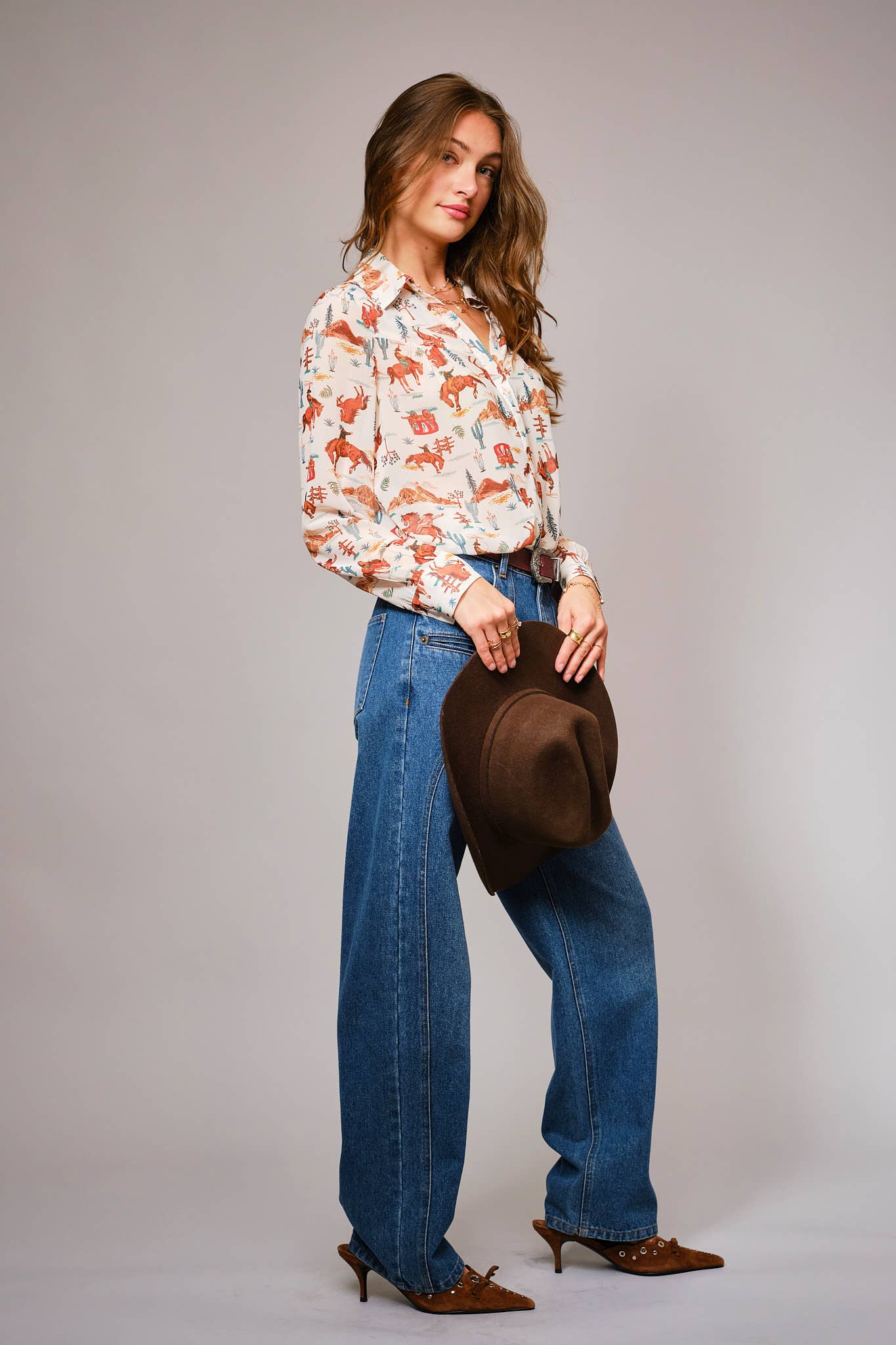 Blue B | Shirt | Western Print 