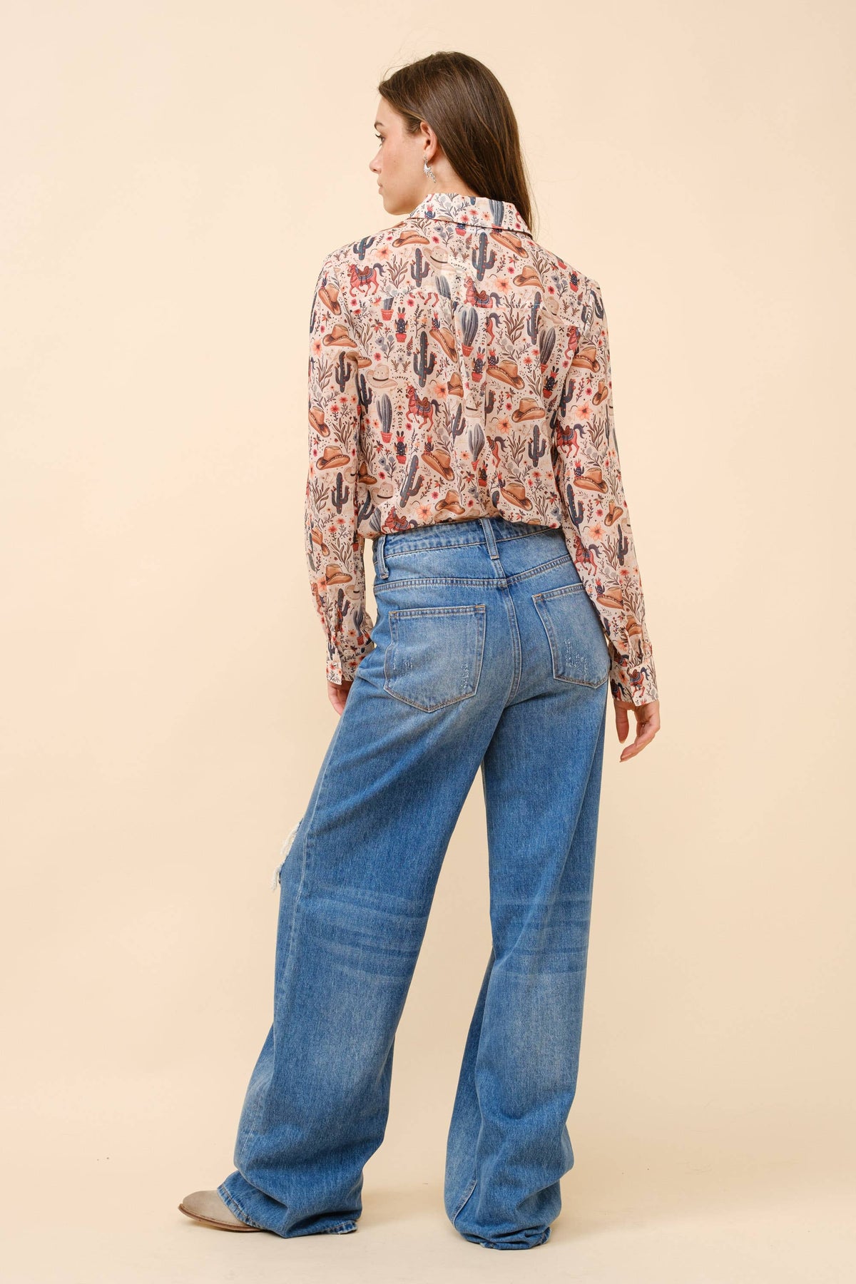 Blue B | Chemise | Western Print Beige