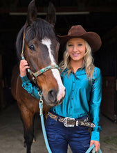 Charger l&#39;image dans la galerie, Cowgirl Tuff | Chemise Pullover | Deep Turquoise Satin
