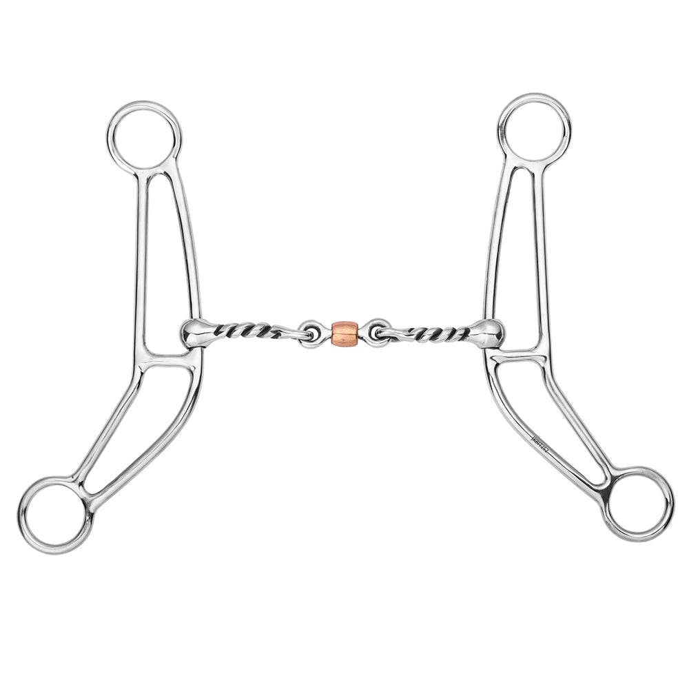 Mors | Bar H Banana Gag Bit with Twisted Three-Piece Copper Roller Mouthpiece