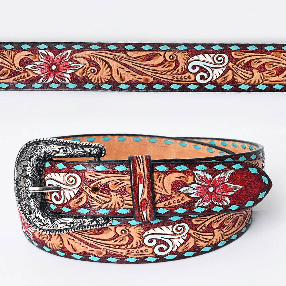 Ceinture | Fleuri Rouge Buckstitch Turquoise
