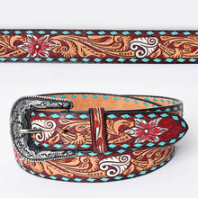 Charger l&#39;image dans la galerie, Ceinture | Fleuri Rouge Buckstitch Turquoise
