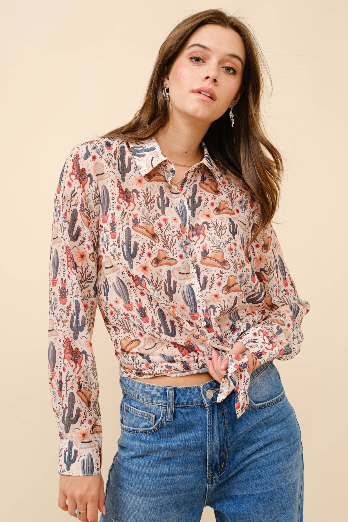 Blue B | Chemise | Western Print Beige