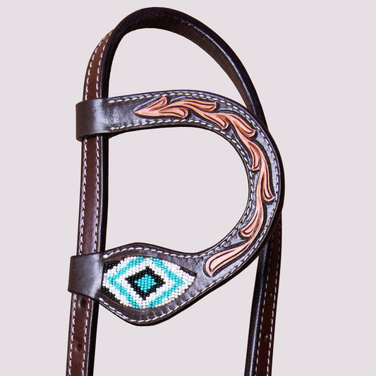 Bride à Oreille | Billes Chevron Turquoise