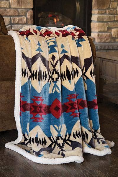 Couverture | Southwest Aztec Blue River Sherpa Borrego