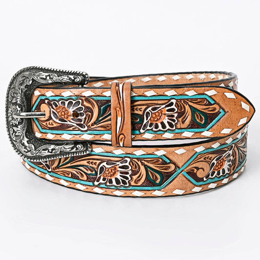 Ceinture | Fleuri turquoise buckstitch blanc