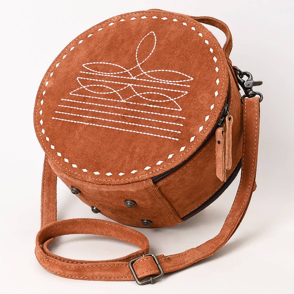 Sacoche Ronde | Tan Western Boho Suede Canteen
