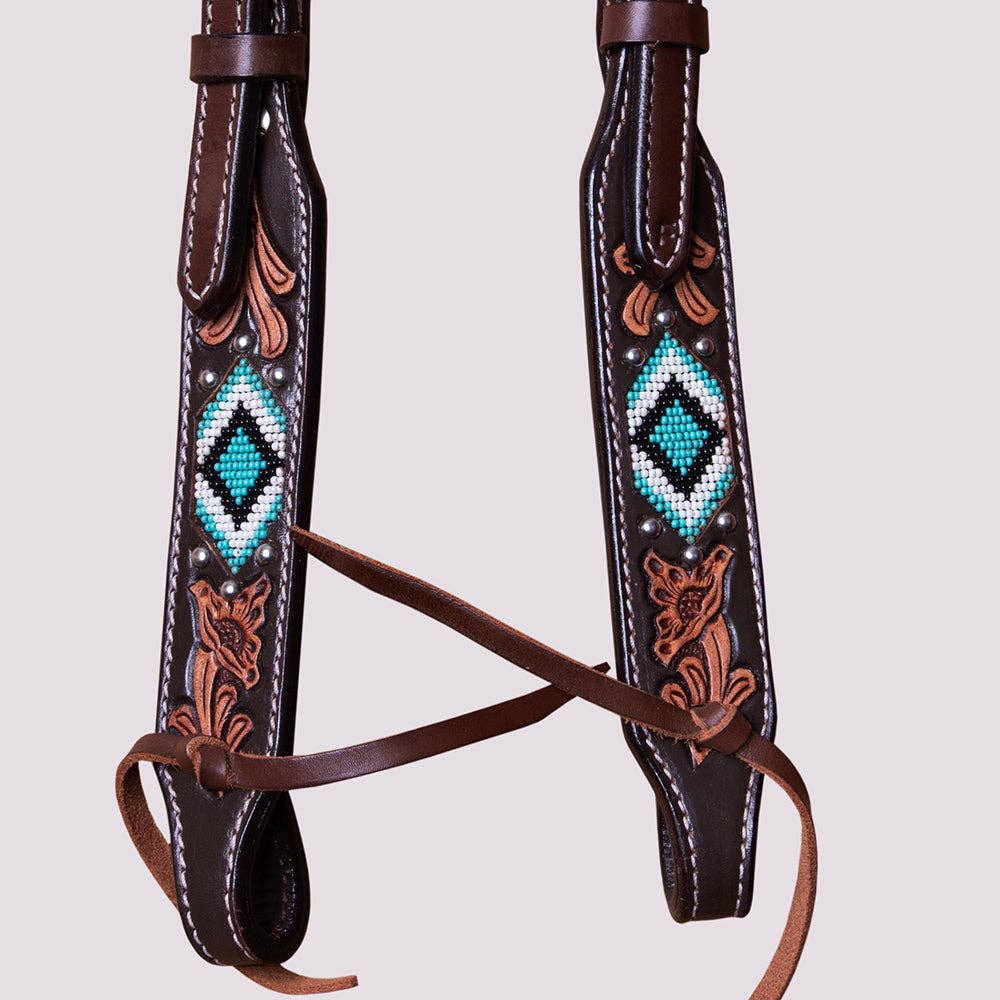 Bride à Oreille | Billes Chevron Turquoise
