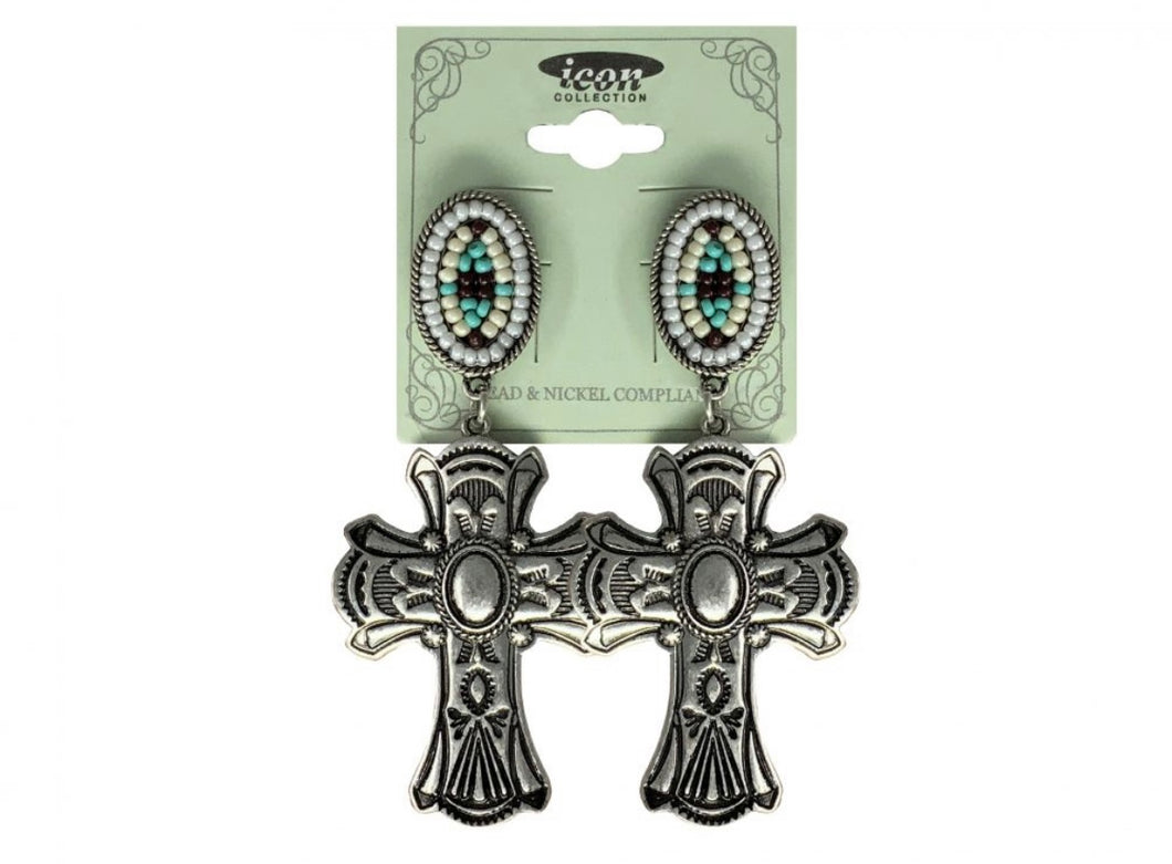 Boucles D’oreilles | Croix Argent