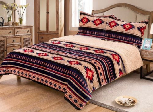 Bedding Set | Tan & Navy