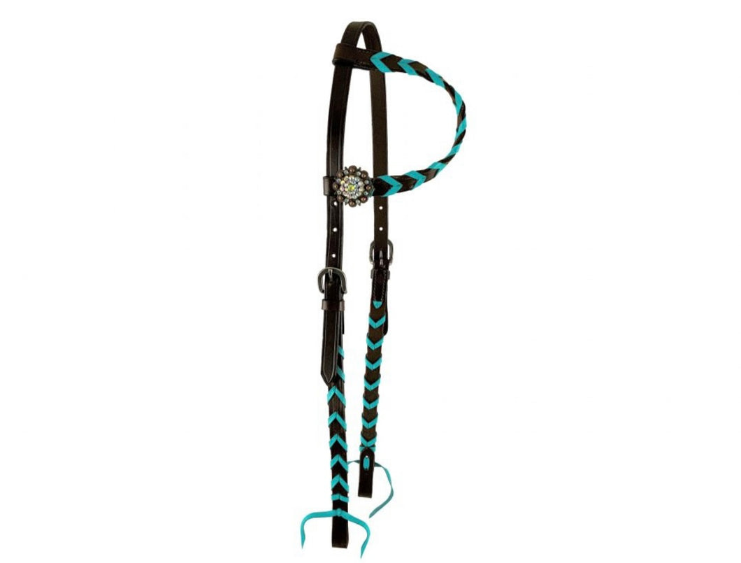 Headstall | Obe Ear | Teal Braided Lacing