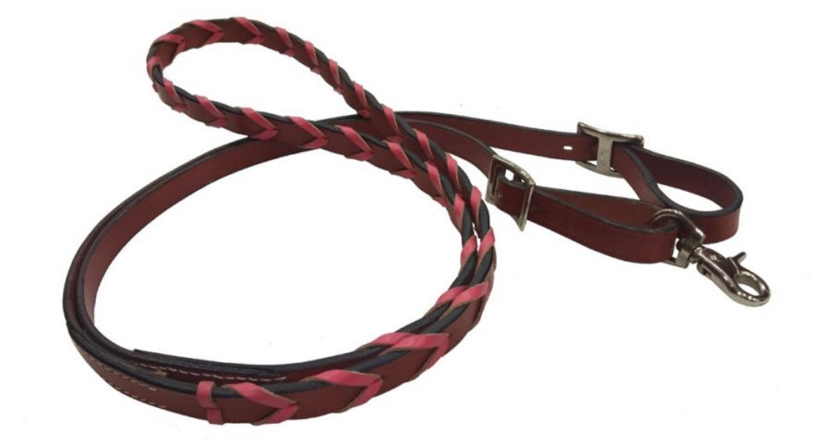 Guides de Barils | Cuir Tressé Rose