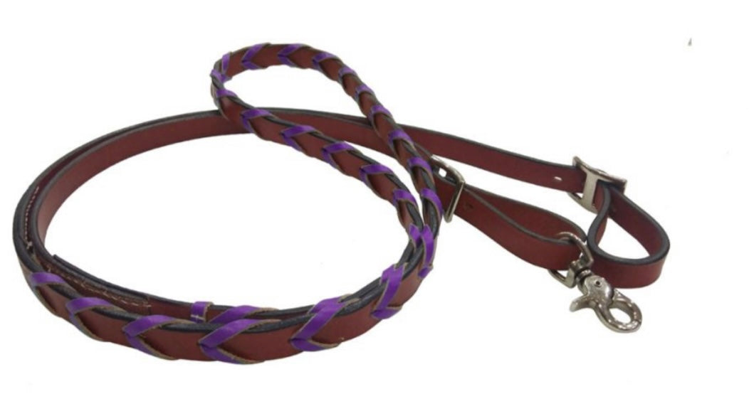 Barrel Reins | Purple Braided Leather